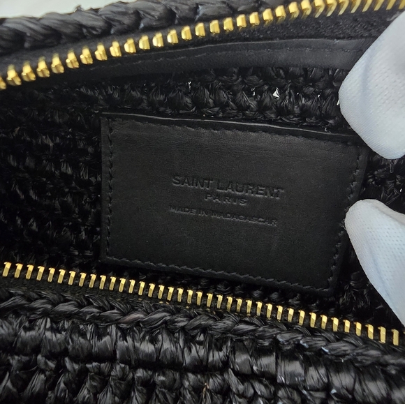 🔥RARE🔥Yves Saint Laurent Black Woven Raffia Shoulder Bag - Picture 5 of 10